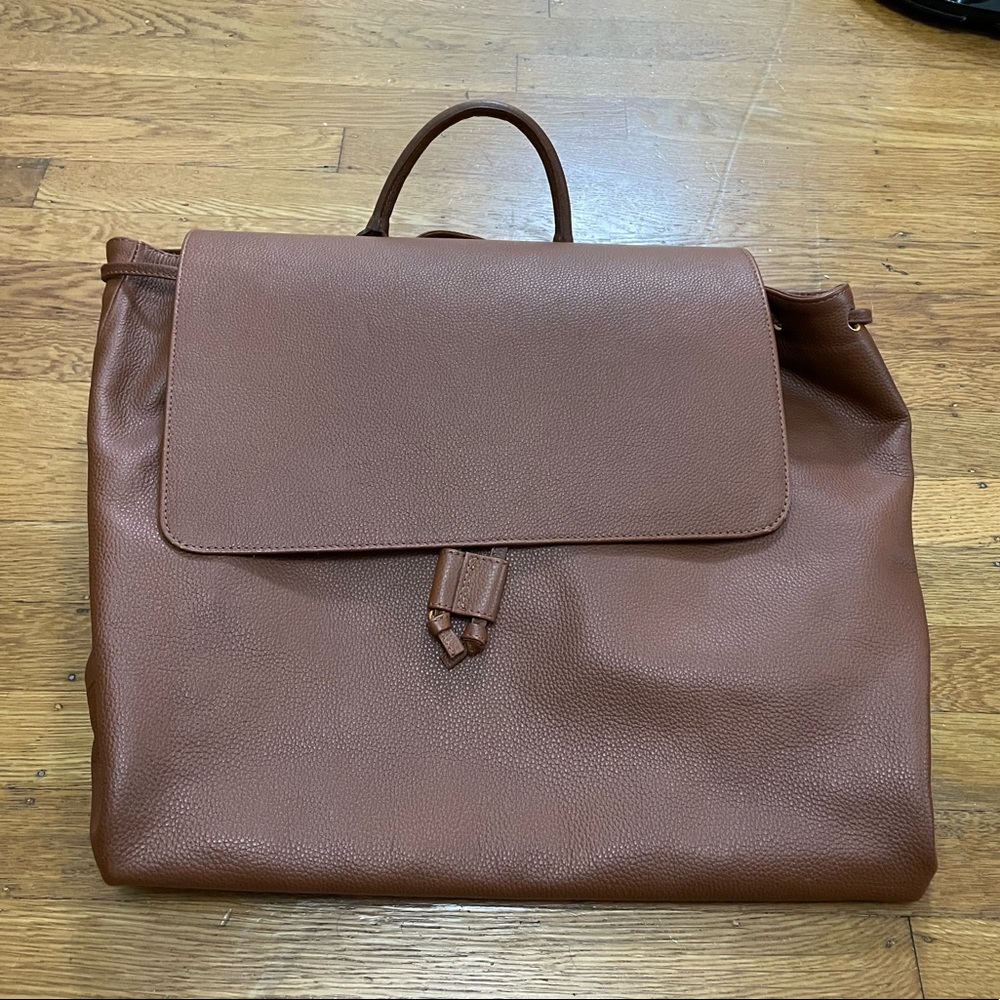 Women’s TAH Commuter Backpack / Handbag Large Brown Genuine Leather + Brass